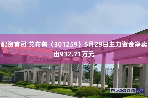 配资官司 艾布鲁（301259）5月29日主力资金净卖出932.71万元